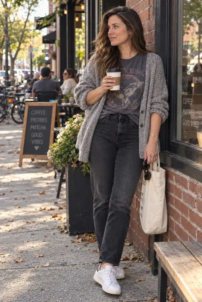 Oversized gray cardigan with