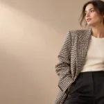 Oversized houndstooth blazer outfit