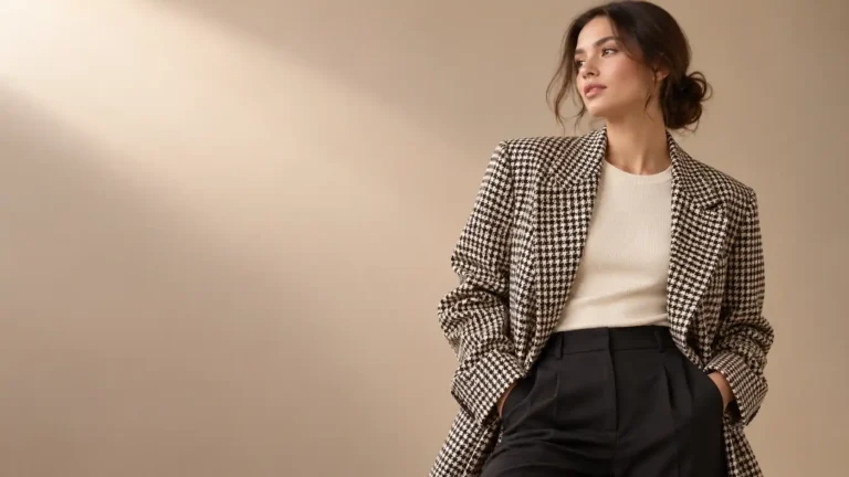 Oversized houndstooth blazer outfit