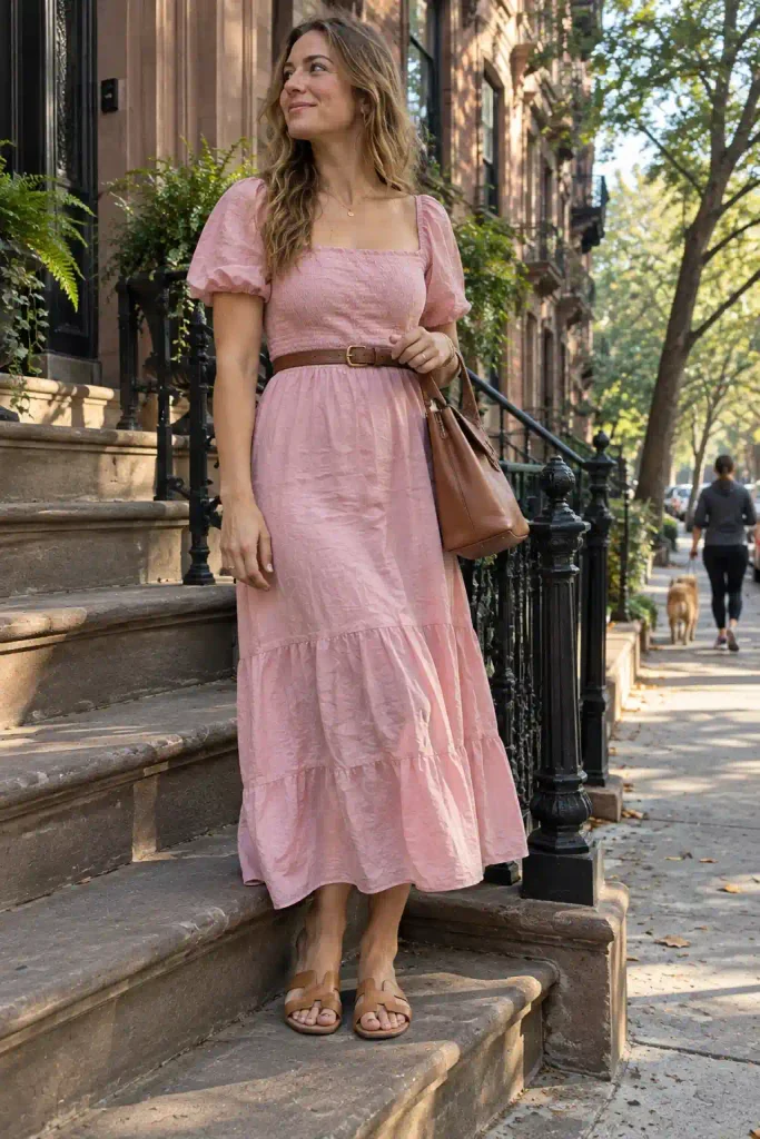 Pink with brown and tan