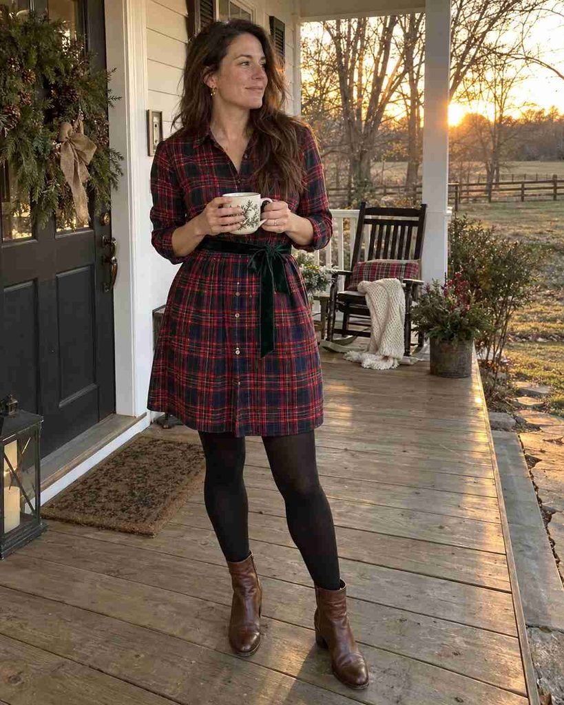 Plaid shirt dress with