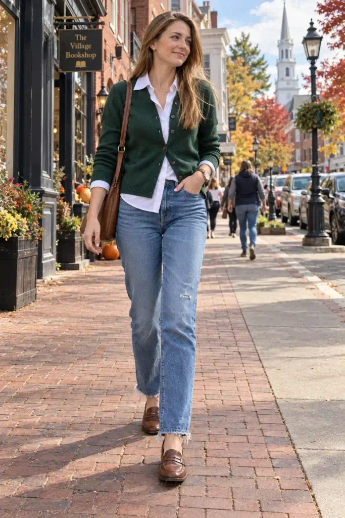 Preppy collar peek with loafers