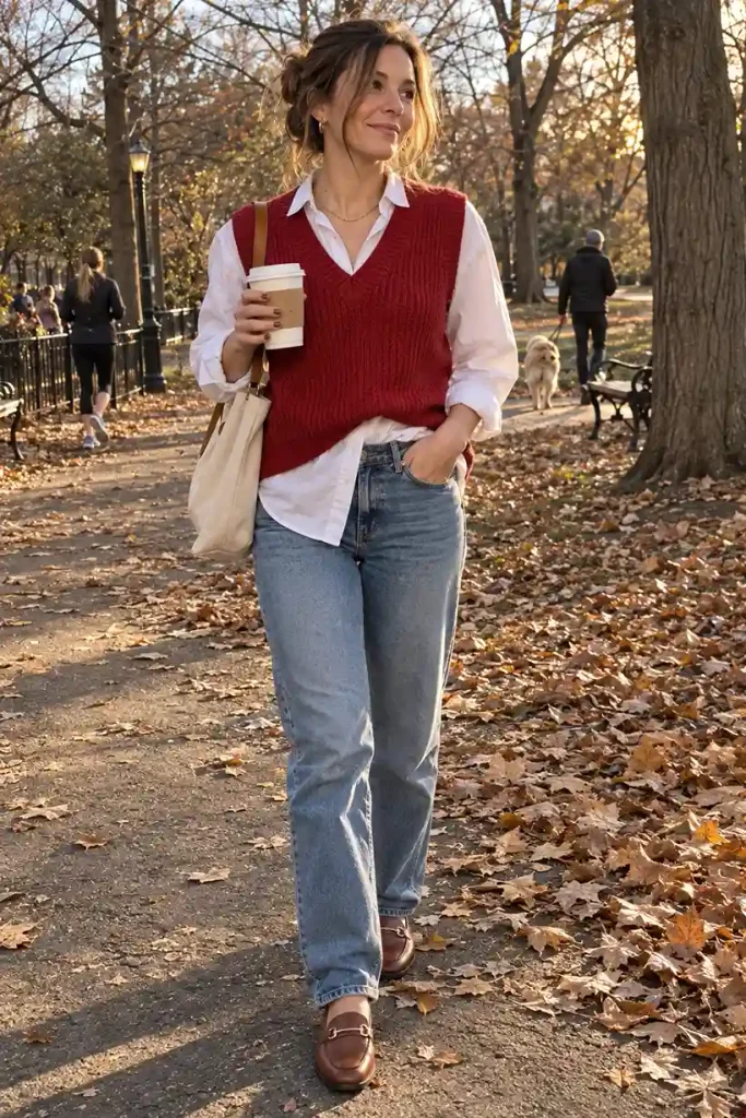 Red knit vest