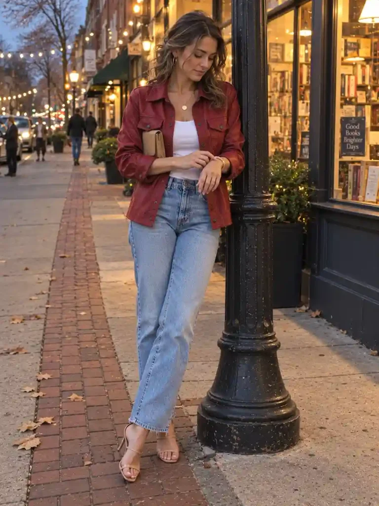 Red shacket outfits for evenings out