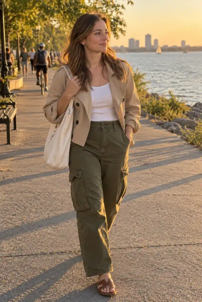 Ribbed tank and cargo pants