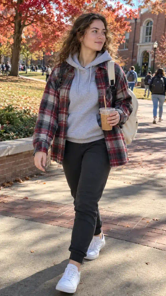 Shacket over a hoodie with joggers