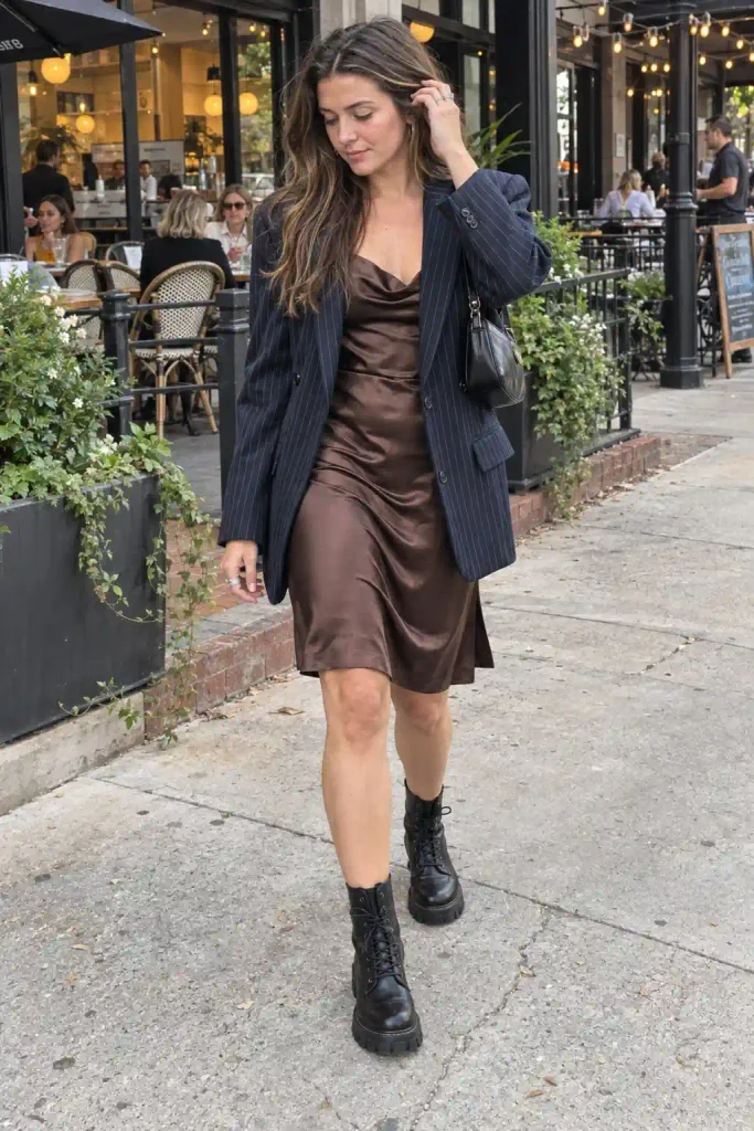 Slip dress and chunky boots