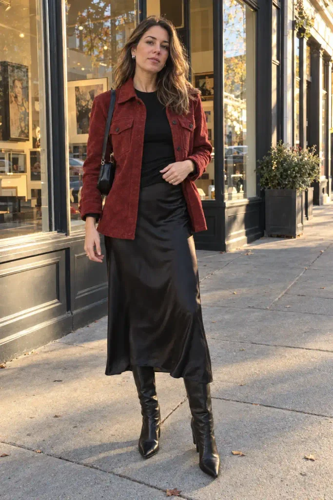 Slip skirt and fine knit