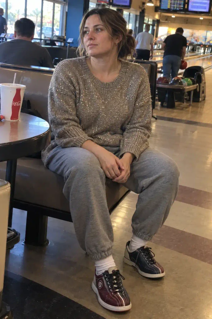 Sparkly knit sweater with soft joggers