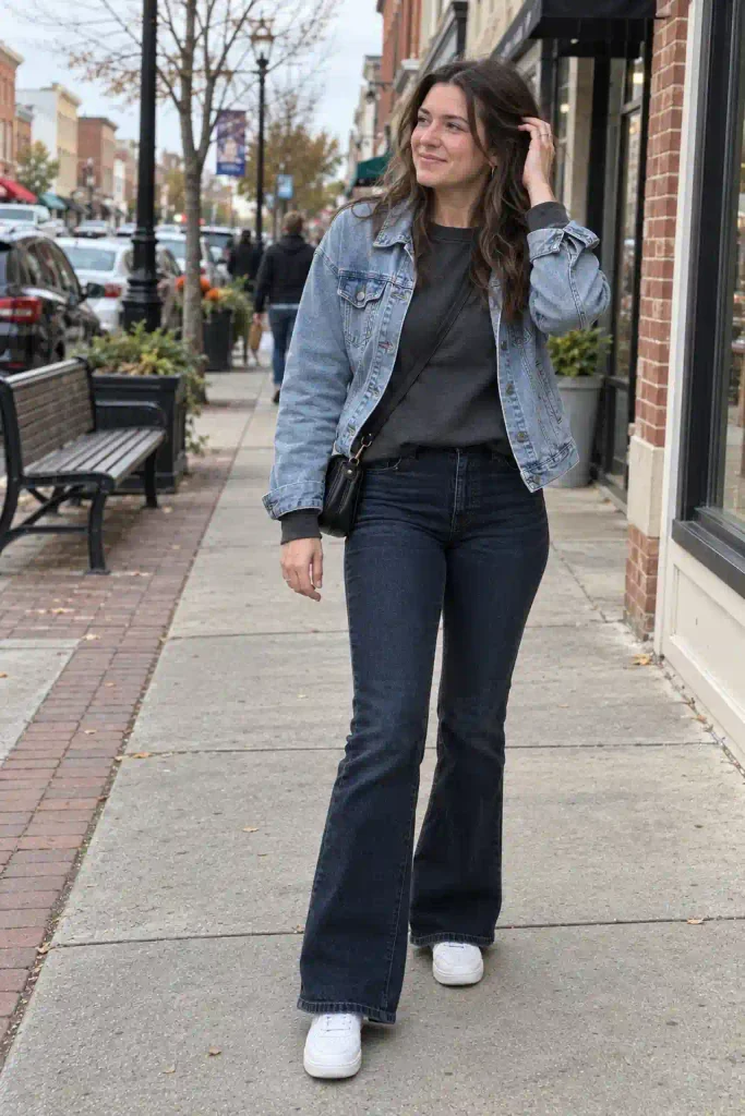Sweatshirt with a denim jacket