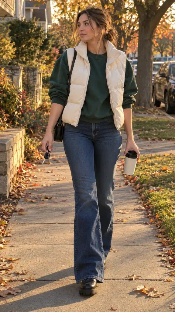 Sweatshirt with a puffer vest