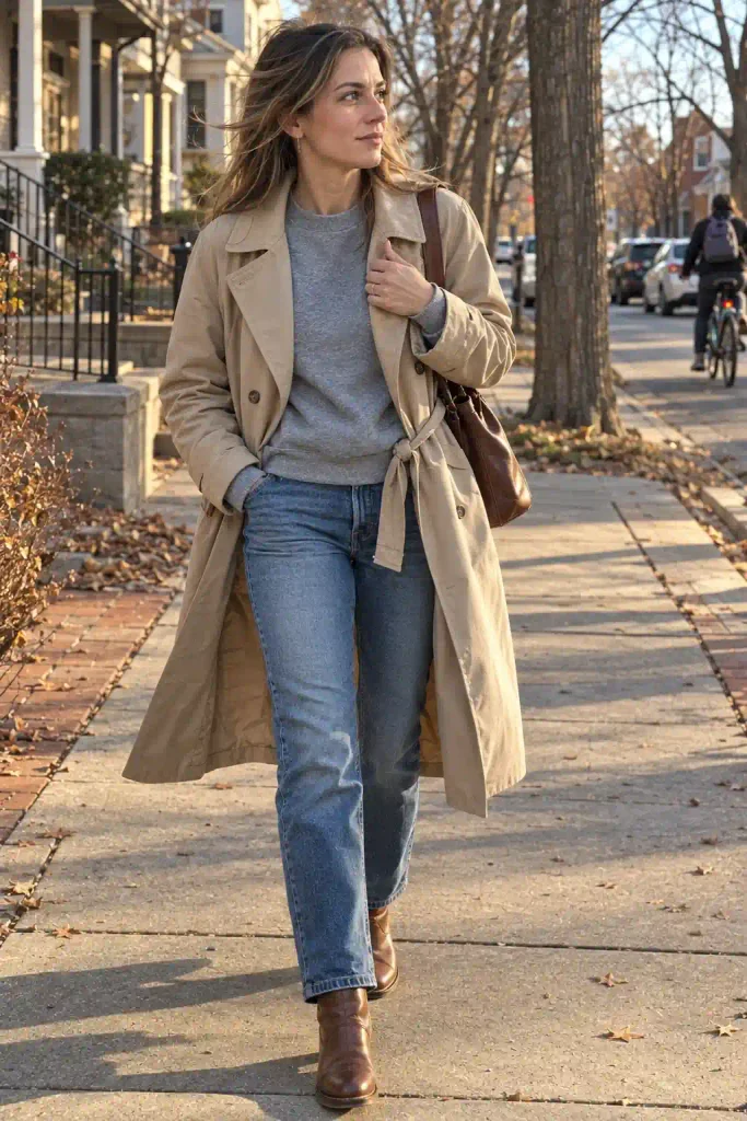 Sweatshirt with a trench coat