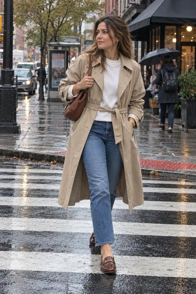Sweatshirt with a trench coat