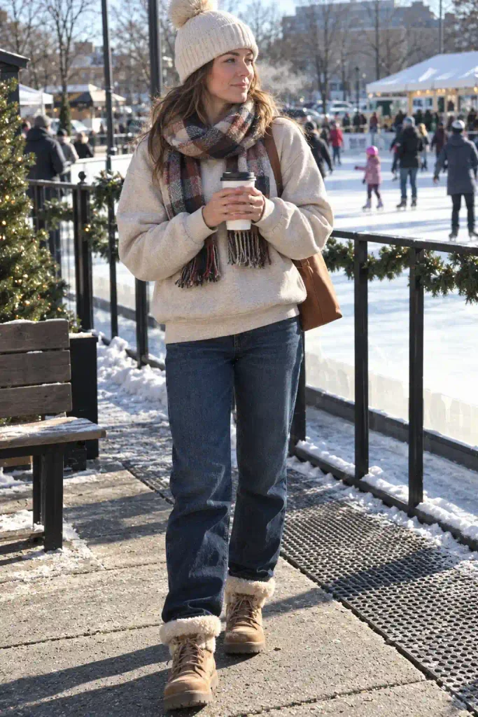 Sweatshirt with thermal leggings under jeans