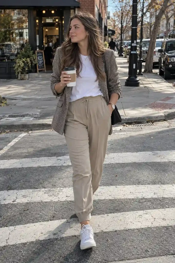 Tailored joggers with a blazer