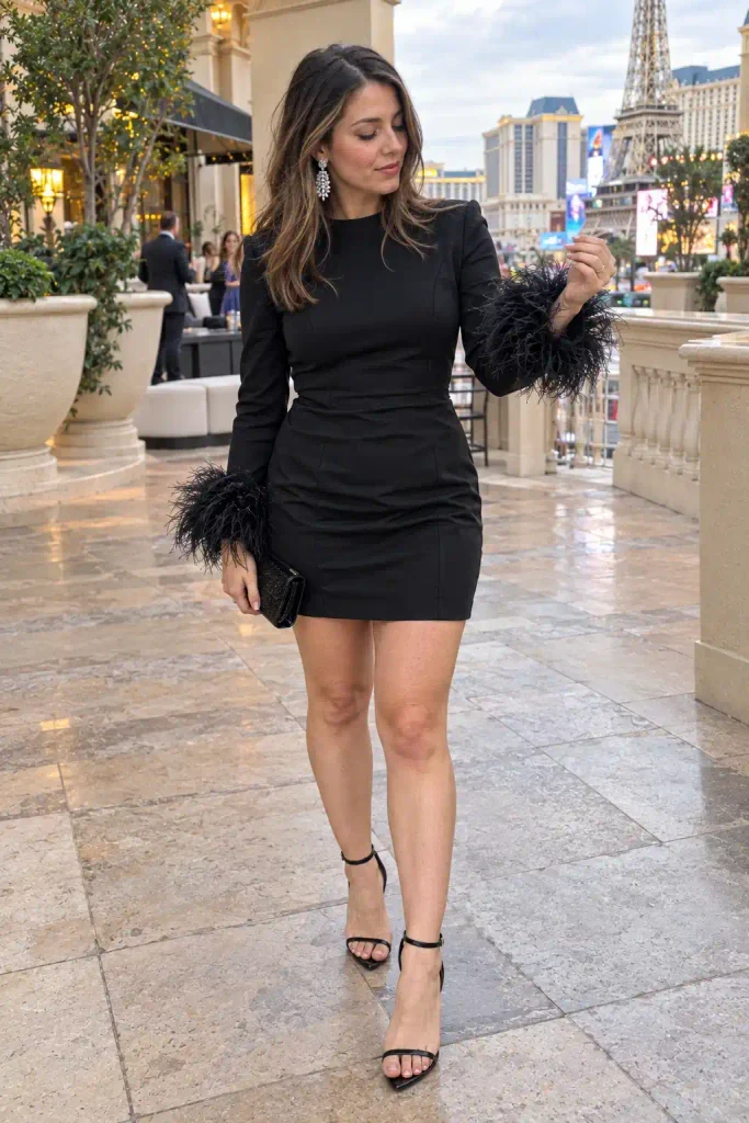 Tailored mini with a feathered cuff