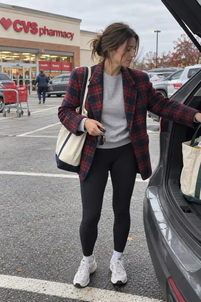 Tartan blazer with a plain