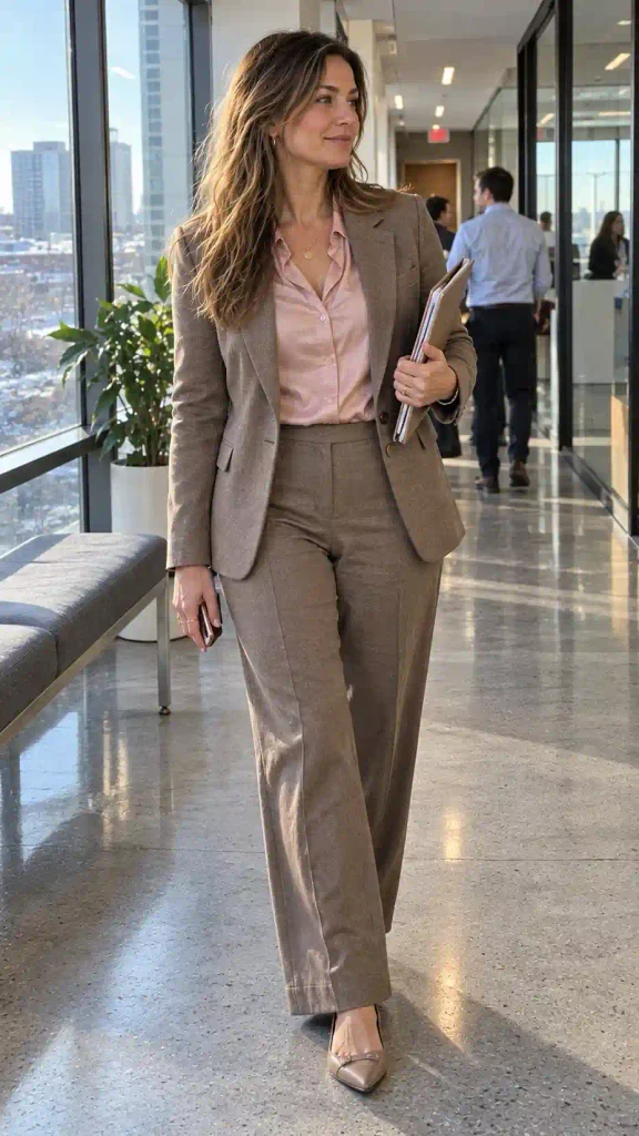 Taupe wool blazer with