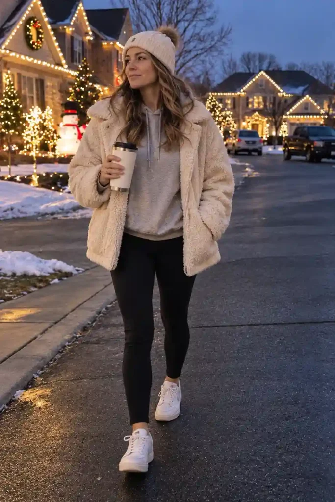 Teddy coat with leggings