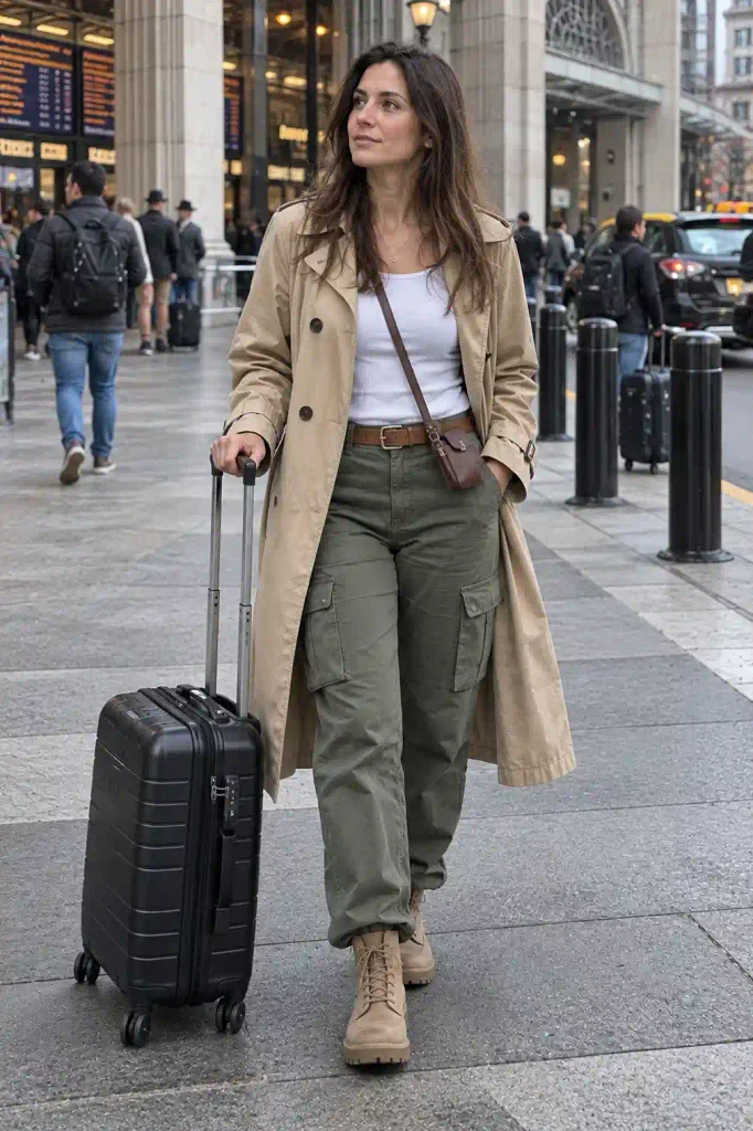 The cargo pants and tank top pairing