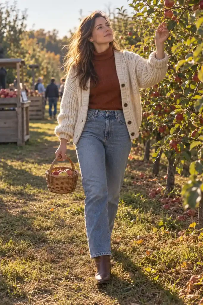 The chunky knit with mom jeans