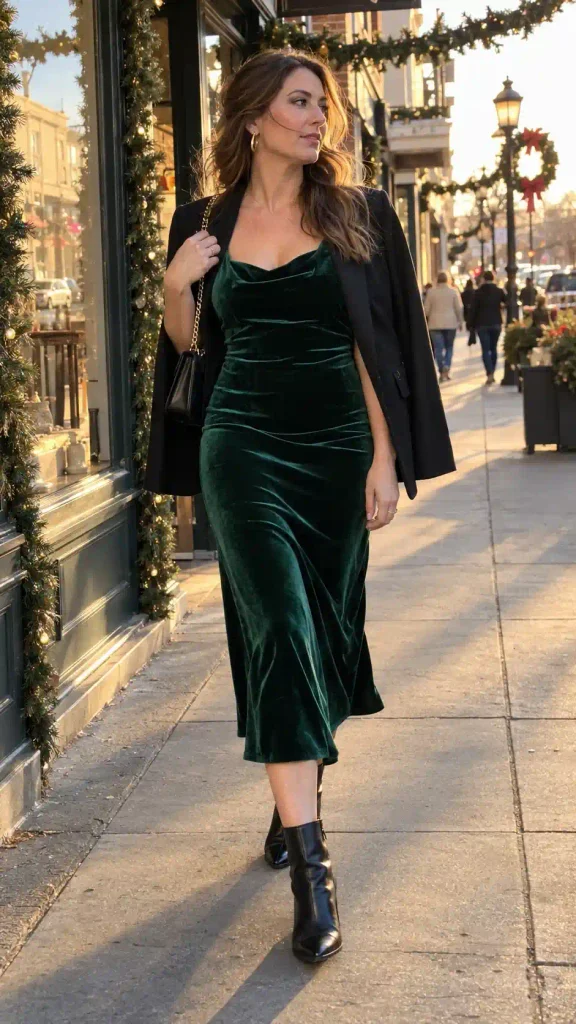 The emerald velvet slip dress