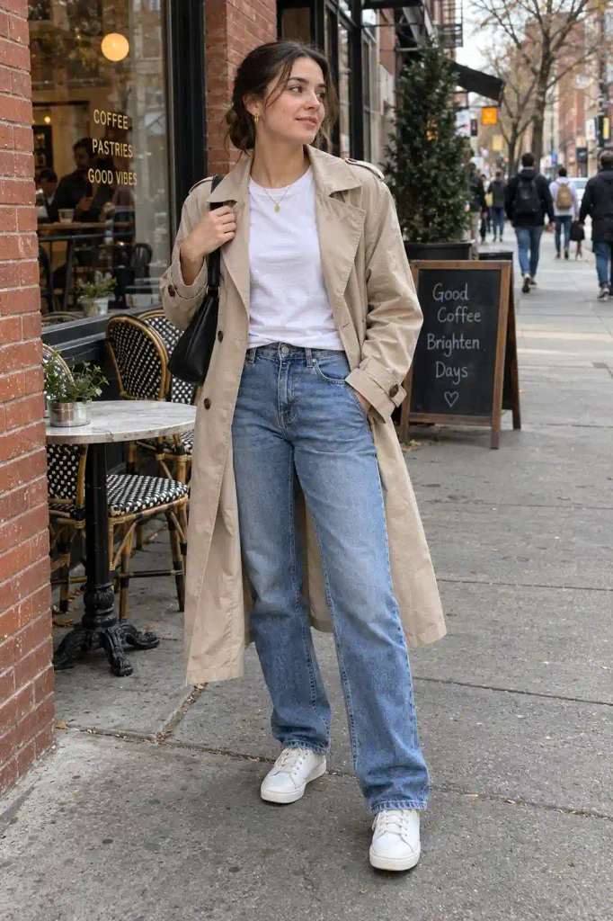 The jeans, white tee and sneakers classic