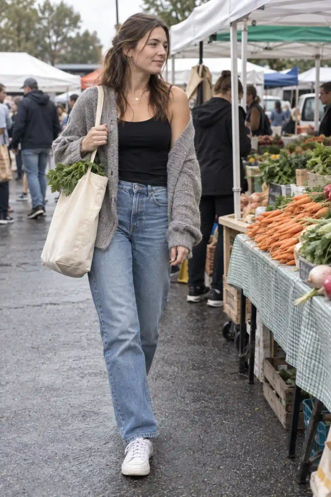 The oversized gray cardigan