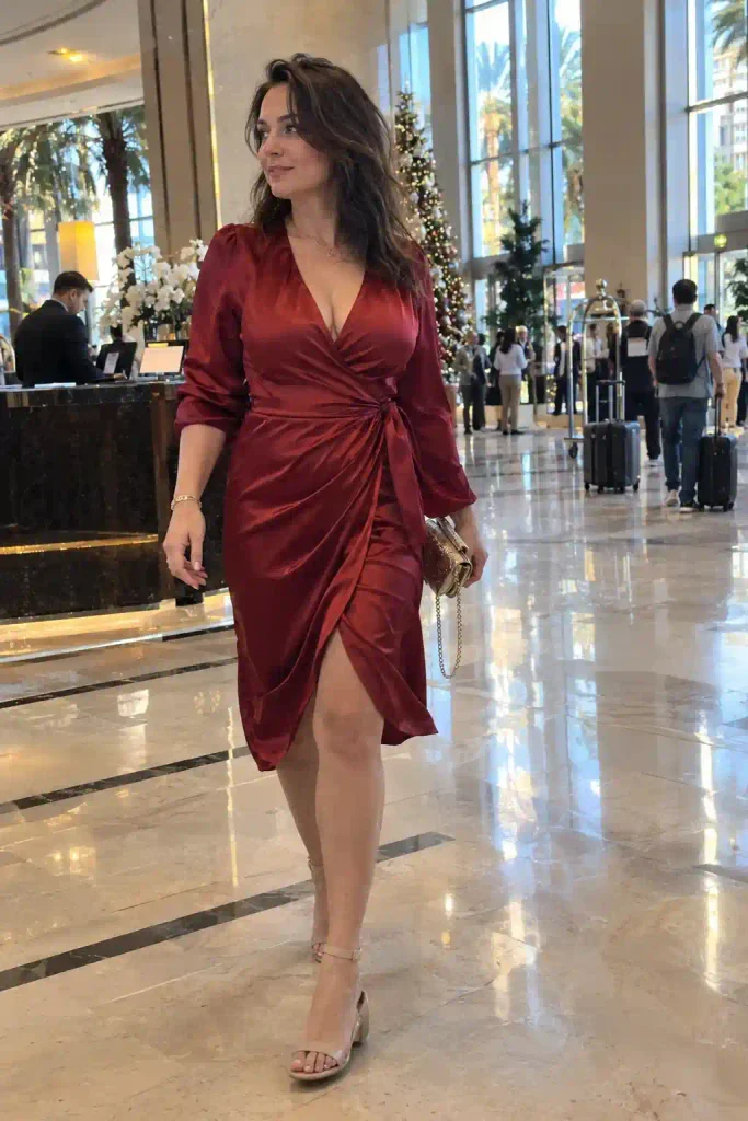 The satin wrap dress