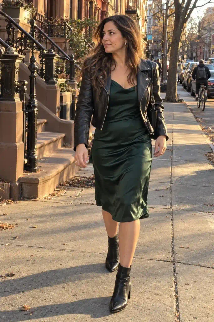 The slip dress and leather