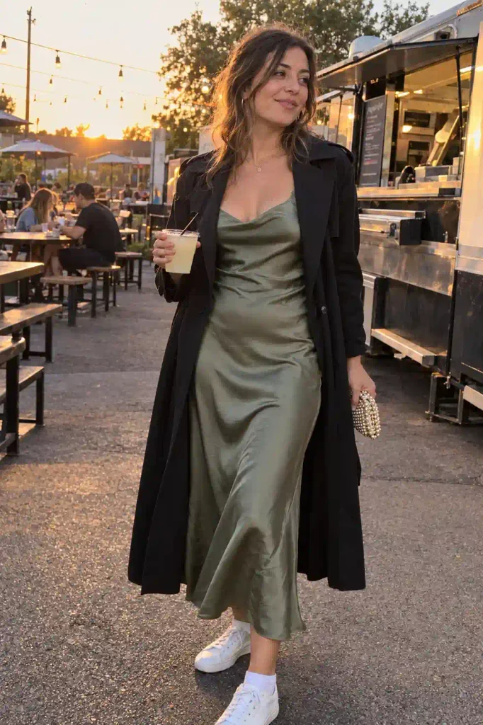  The slip dress with sneakers