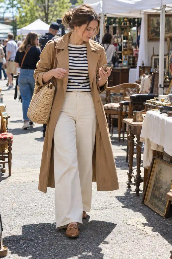 The striped top and wide-leg pant combo