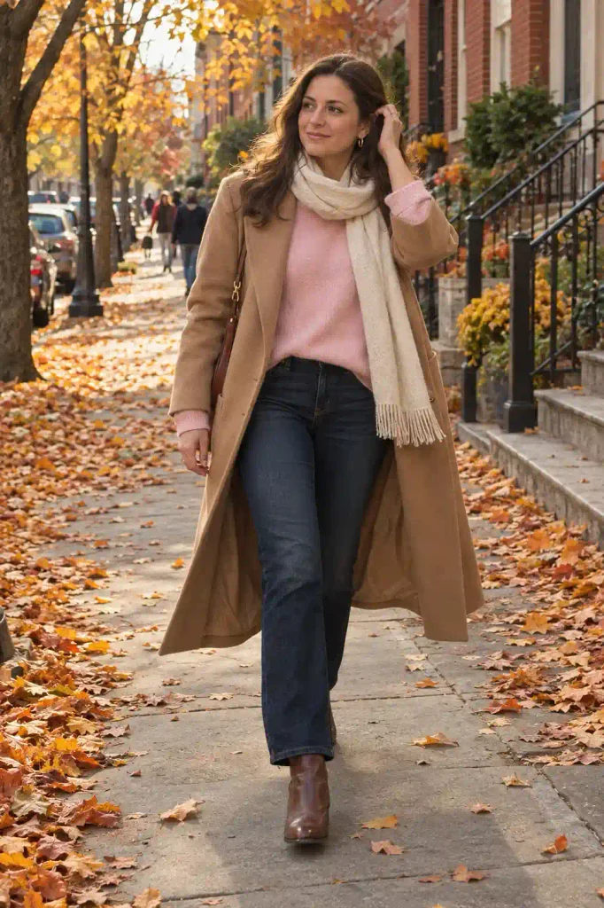 Under a camel coat