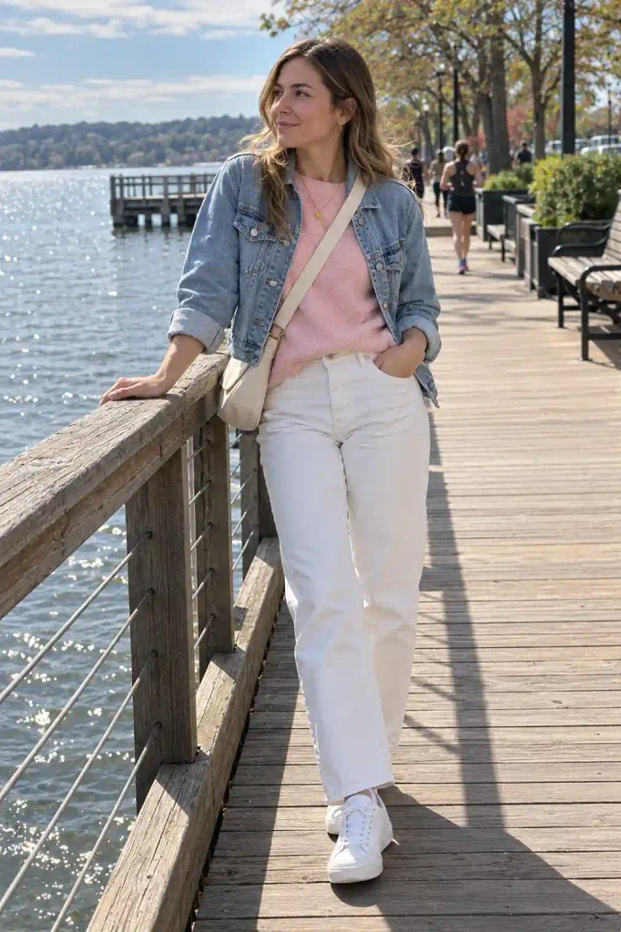 Under a denim jacket