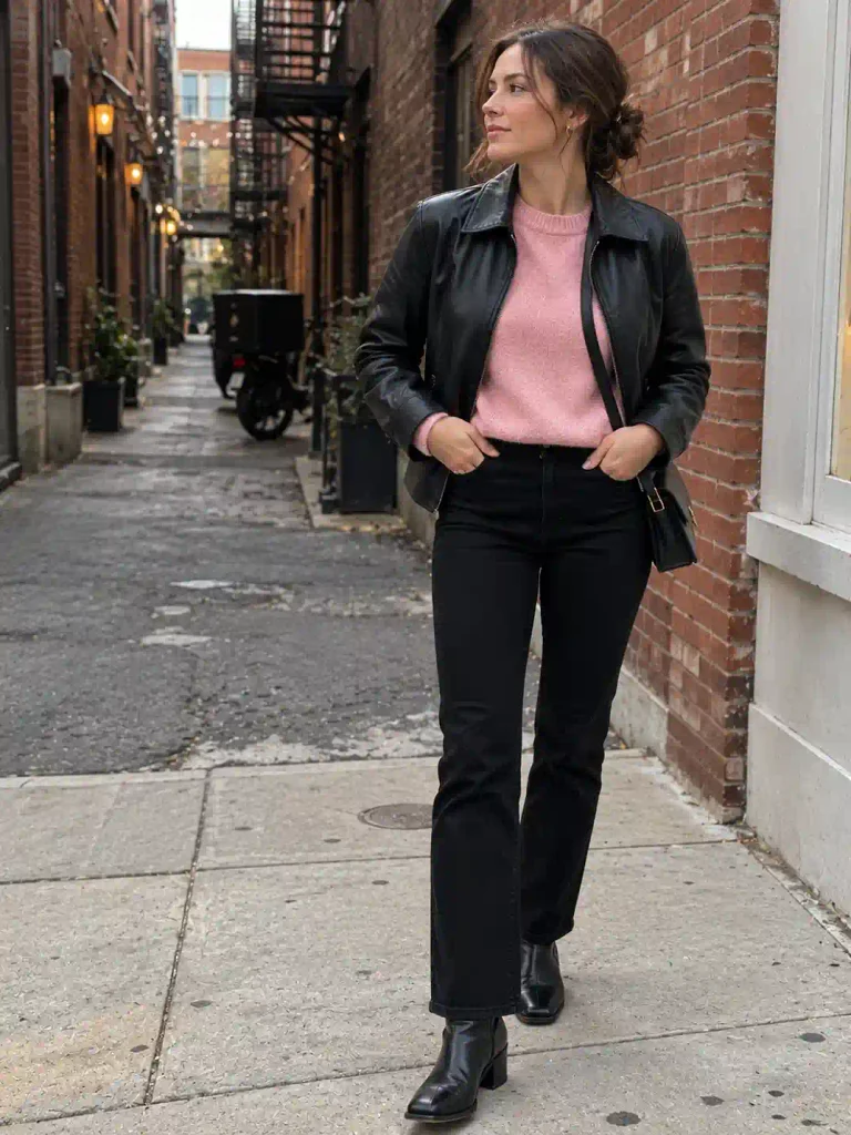 Under a leather or faux
