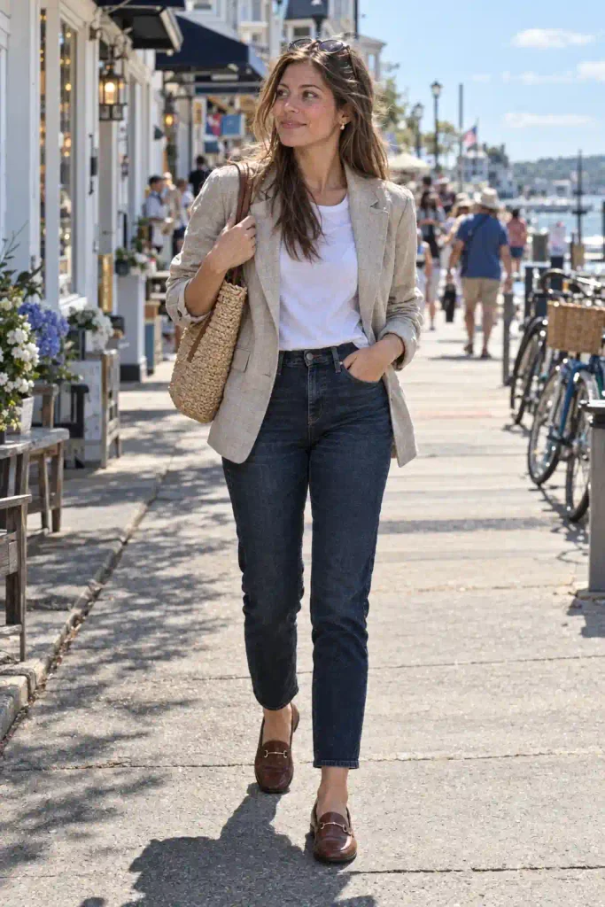 Unstructured linen blazer