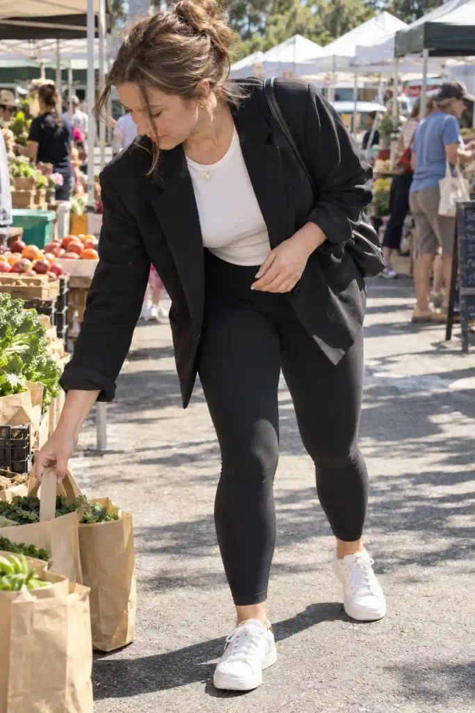 Wearing leggings