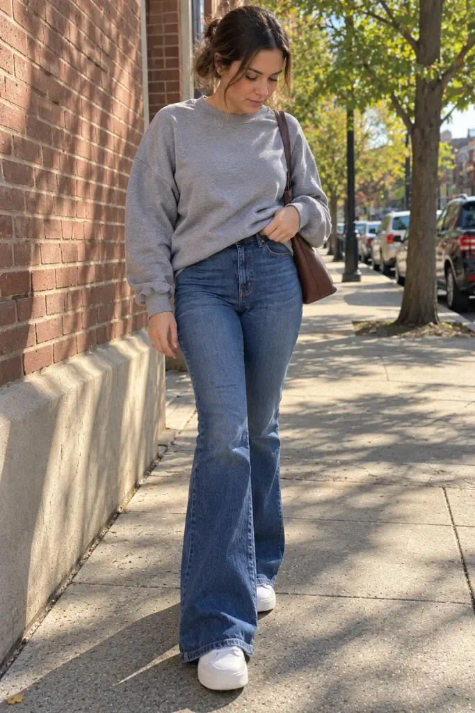 Why flare jeans and sweatshirts