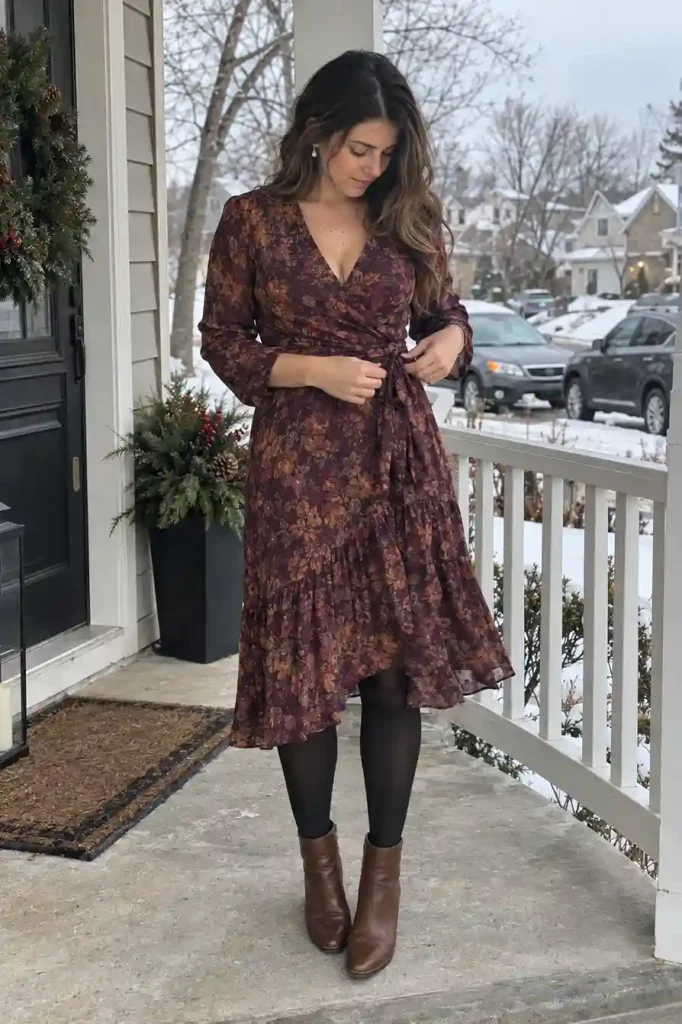 Wrap dress in a muted print