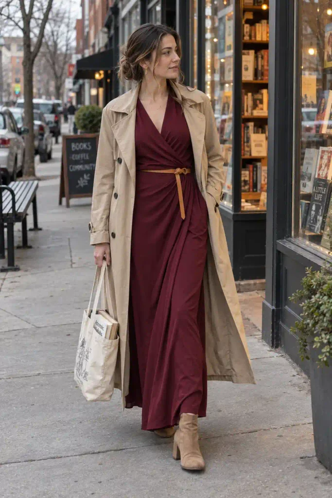 Wrap maxi with an open trench