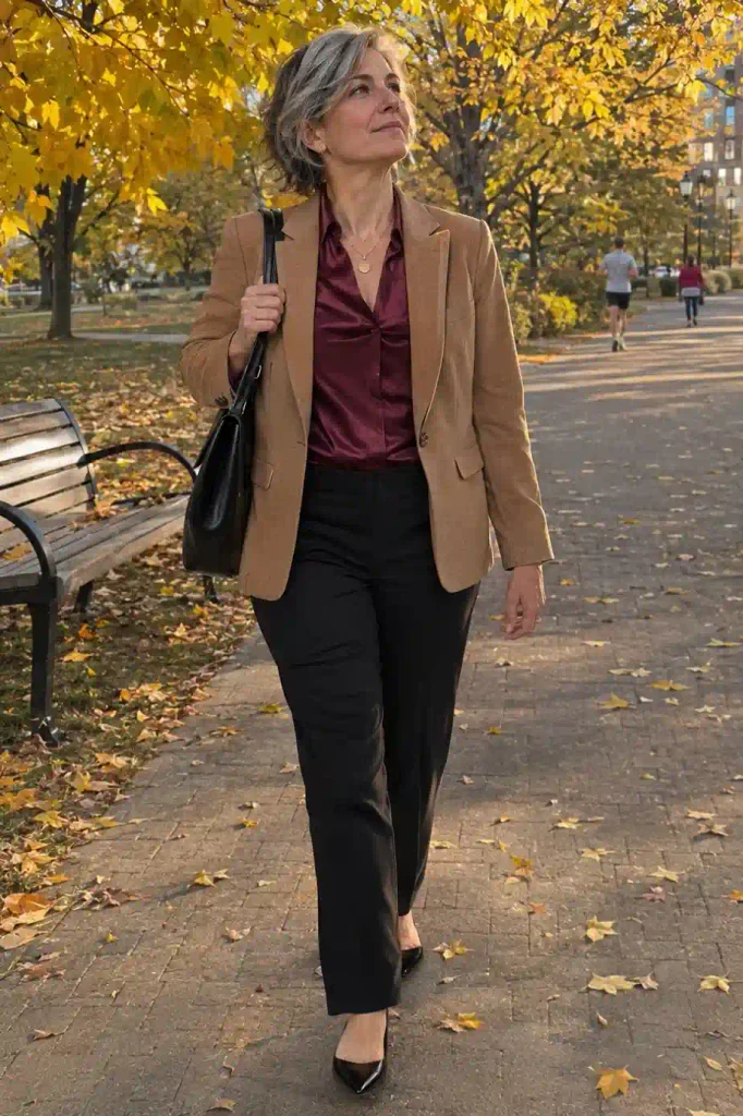 burgundy blouse