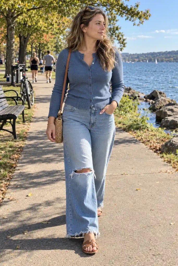 cardigan worn as a top