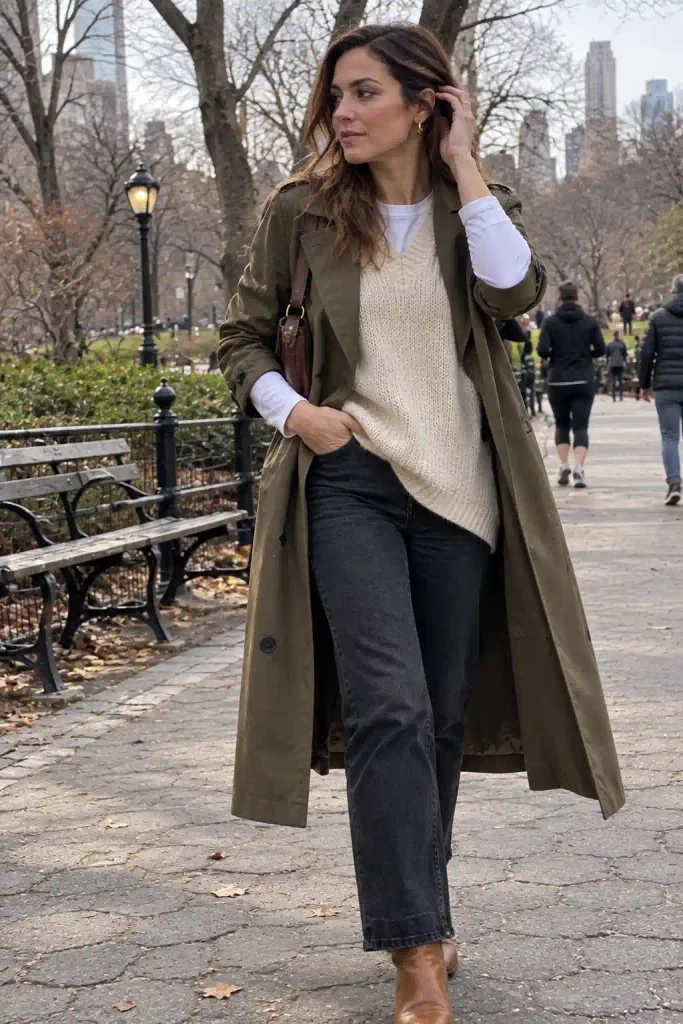 oversized knit vest and long