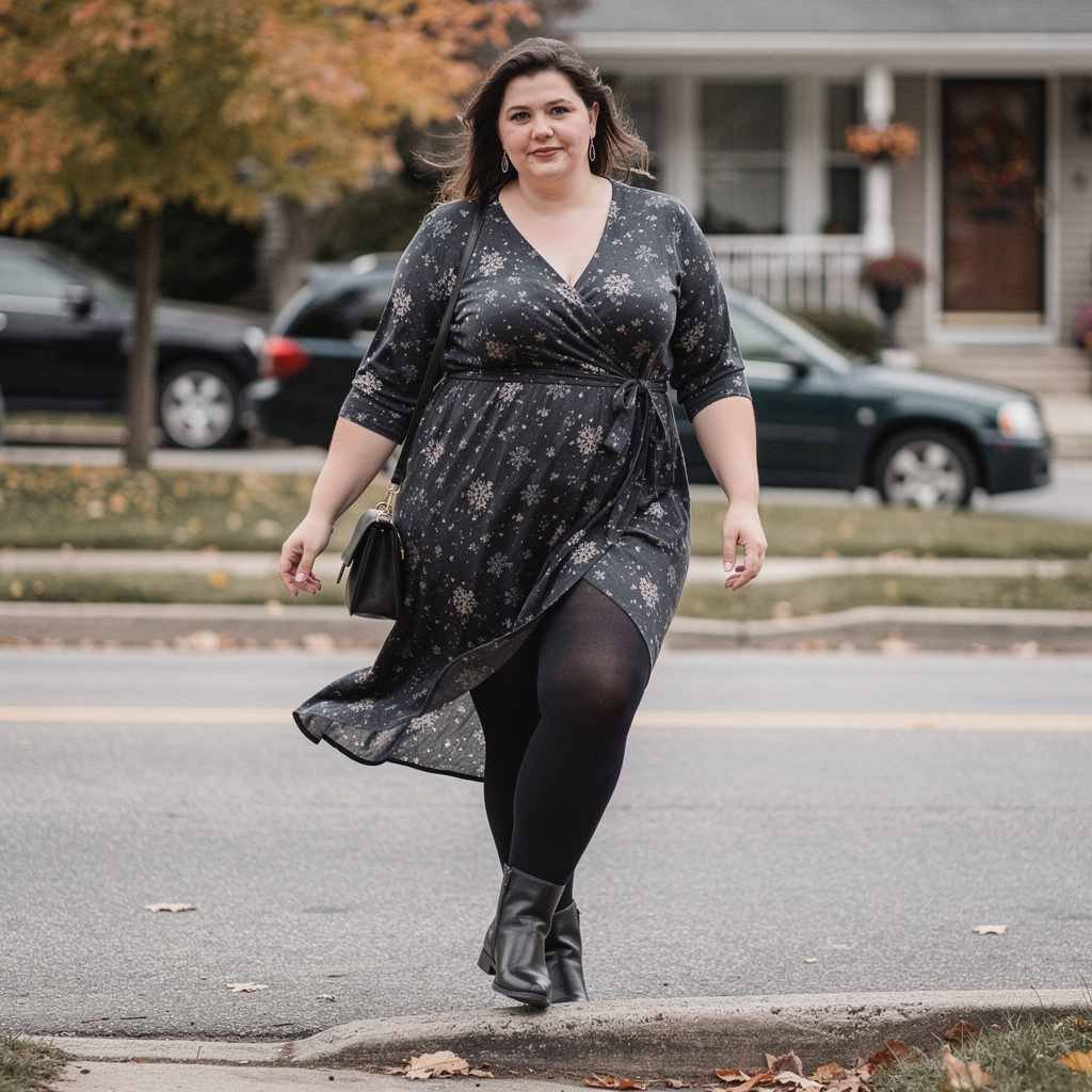 printed wrap dress with