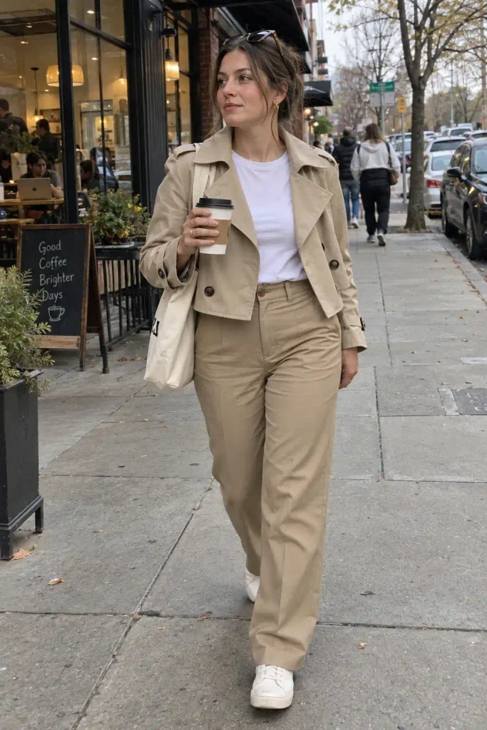 the crop trench coat works for spring