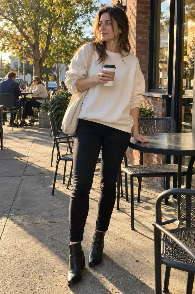 versized sweatshirt with skinny jeans